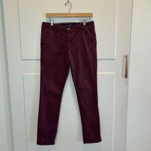 American‎ Eagle Outfitters Skinny Chino Pants Burgundy Maroon Size 8 Regular
